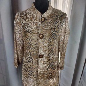 Multiples Rayon Blend Sheer Button Down Shirt Size M